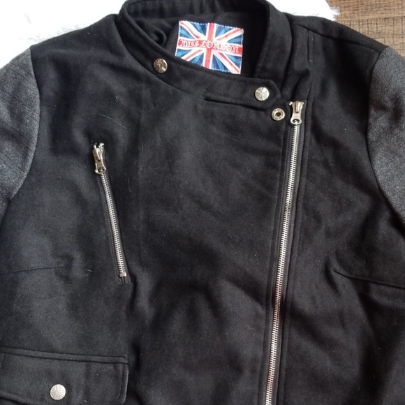 Miss London Jacket Large EUC Black Grey Pockets - Picture 4 of 8